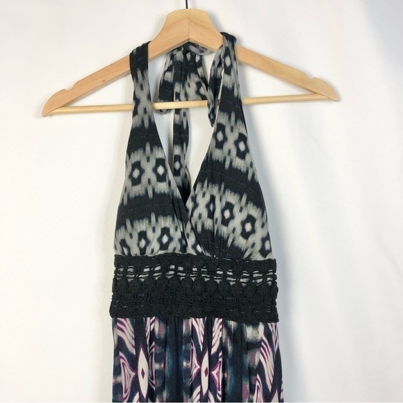 A.N.A Gray & Purple Printed Halter Maxi Dress S - Picture 3 of 4
